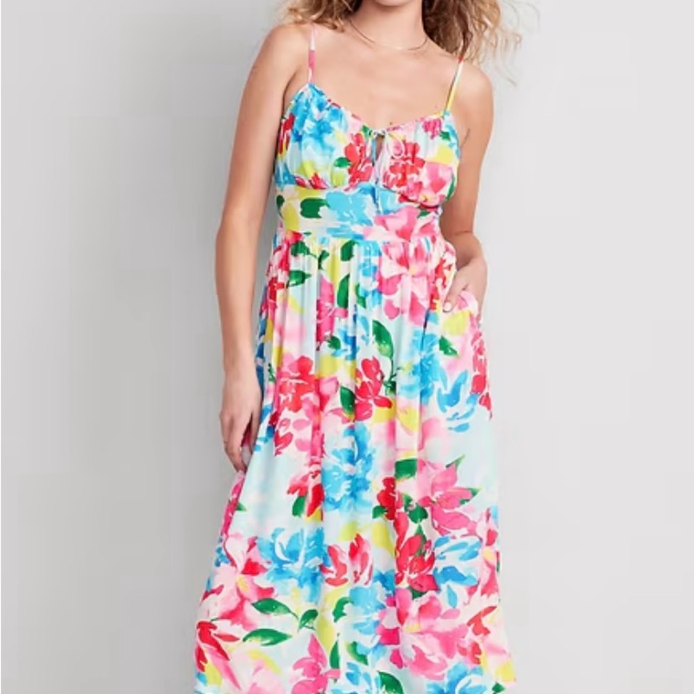 Old Navy Pink and Blue Spaghetti Strap Sundress